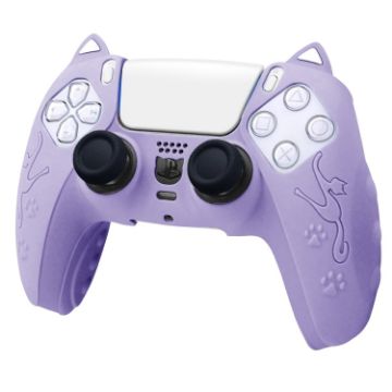 Sony PS5 Cat Ear Silicone Case (Purple) - Gamepad Protective Cover - 1