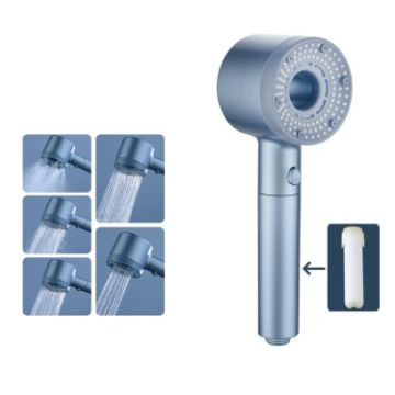High-Pressure Handheld Shower Head With 5 Spray Modes - Basic Silver - 1