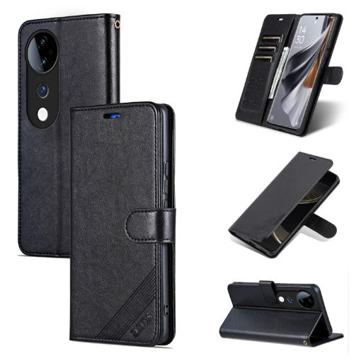 Vivo S19 Pro Sheepskin Texture Flip Leather Case - Black - 1