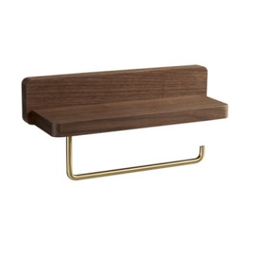30cm Walnut Wall-Mounted Paper Towel Rack Bathroom Shelf - 1