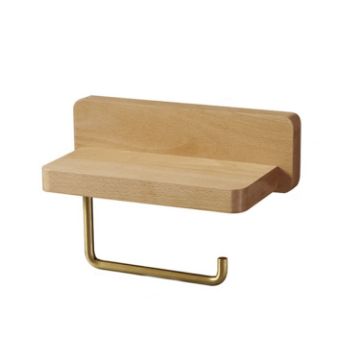 20cm Beech Wood Wall-Mounted Paper Towel Rack Bathroom Shelf - 1