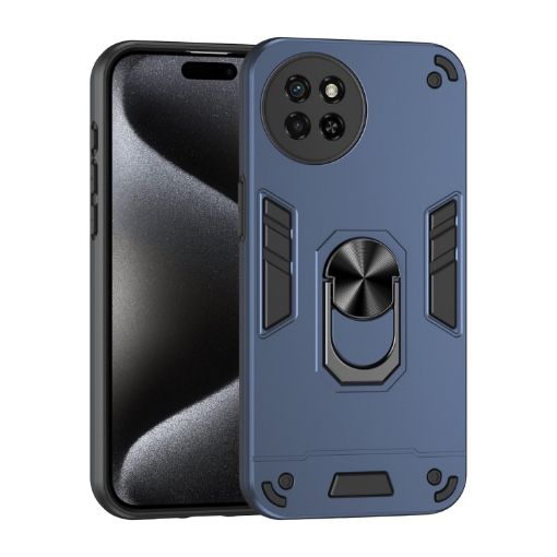 Itel S23 Shockproof Metal Ring Holder Phone Case - Blue - 1