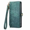OPPO A58 4G Green Leather Phone Case - Geometric Zipper Wallet - 2