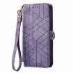 OPPO A57 4G Purple Leather Phone Case - Geometric Zipper Wallet - 2