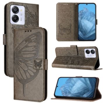 Blackview Color 8 Embossed Butterfly Leather Phone Case - Grey - 1
