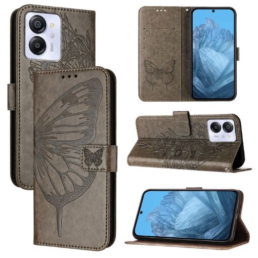 Blackview Color 8 Embossed Butterfly Leather Phone Case - Grey - 1