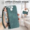 OPPO A57 5G Green Leather Phone Case - Geometric Zipper Wallet - 6