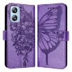 Blackview A52 Embossed Butterfly Leather Phone Case - Purple - 2