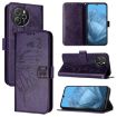 Blackview Shark 8 Embossed Butterfly Leather Phone Case - Dark Purple - 1