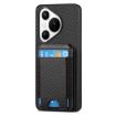 Huawei Pura 70 Carbon Fiber Vertical Flip Wallet Stand Phone Case - Black - 2