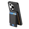 Huawei Pura 70 Carbon Fiber Vertical Flip Wallet Stand Phone Case - Black - 3