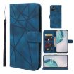 OnePlus Nord N10 5G Blue Leather Phone Case - Geometric Lines - 1
