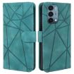 OnePlus Nord N200 5G Green Leather Phone Case - Geometric Lines - 2