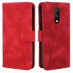 OnePlus 6T Red Leather Phone Case - Geometric Lines Skin Feel - 2