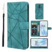 OnePlus 8 Green Leather Phone Case - Geometric Lines Skin Feel - 1