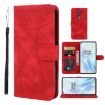 OnePlus 8 Red Leather Phone Case - Geometric Lines Skin Feel - 1
