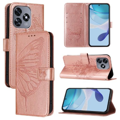 Oukitel C51 Rose Gold Butterfly Leather Phone Case - 1
