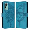 Ulefone Note 14 Blue Leather Phone Case - Embossed Butterfly - 2