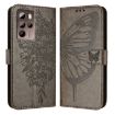 HTC U24 Pro Grey Leather Phone Case - Embossed Butterfly Design - 2