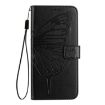 HTC U24 Pro Embossed Butterfly Leather Phone Case - Black - 3