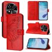 Oukitel C37 Red Leather Phone Case - Embossed Butterfly Design - 1