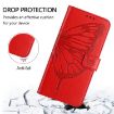Oukitel C37 Red Leather Phone Case - Embossed Butterfly Design - 4