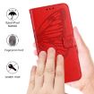Oukitel C37 Red Leather Phone Case - Embossed Butterfly Design - 5