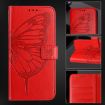 Oukitel C37 Red Leather Phone Case - Embossed Butterfly Design - 6
