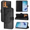 Oukitel C33 Embossed Butterfly Leather Phone Case - Black - 1