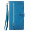 T-Mobile T Phone 2 5G Blue Leather Phone Case - Embossed Flower Design - 2