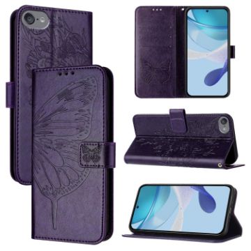 Dark Purple Butterfly Leather Phone Case for iPod Touch 7/6/5 - 1