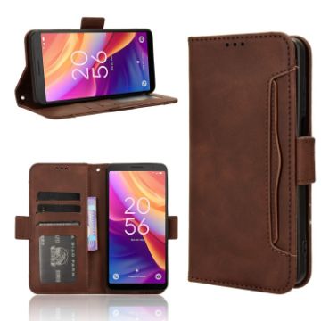 TCL 501 4G Brown Leather Phone Case with Card Slots - 1