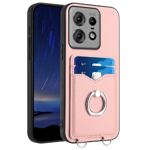 Motorola Edge 50 Pro EU Edition R20 Ring Card Holder Phone Case - Pink - 1