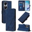 Oukitel C38 Crossbody 3D Embossed Flip Leather Phone Case - Blue - 1