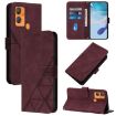Oukitel C33 Crossbody 3D Embossed Flip Leather Phone Case - Wine Red - 1