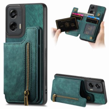 Motorola G Stylus 5G 2024 Retro Leather Zipper Wallet Back Phone Case - 1