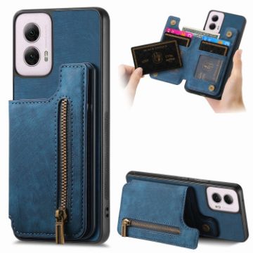 Motorola G Power 5G 2024 Blue Leather Wallet Phone Case - 1