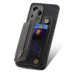 For Honor X7a Retro Leather Zipper Wallet Back Phone Case - Black - 4