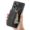 For Honor X7a Retro Leather Zipper Wallet Back Phone Case - Black - 6
