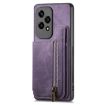 For Honor X7a Retro Leather Zipper Wallet Back Phone Case Purple - 2