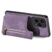 For Honor X7a Retro Leather Zipper Wallet Back Phone Case Purple - 3