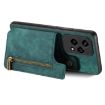 For Honor X6a Retro Leather Zipper Wallet Back Phone Case Green - 3