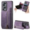 For Honor 70 Retro Leather Zipper Wallet Back Phone Case - Purple - 1