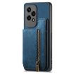 For Honor X50i/90 Lite Retro Leather Zipper Wallet Back Phone Case Blue - 2