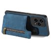 For Honor X50i/90 Lite Retro Leather Zipper Wallet Back Phone Case Blue - 3