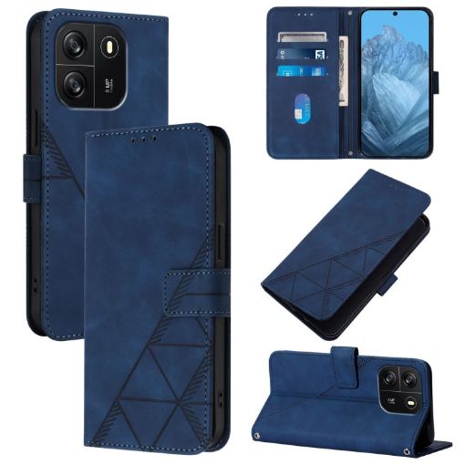 Blackview Wave 6C Crossbody 3D Embossed Flip Leather Phone Case Blue - 1