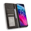 TCL 50 5G Black Leather Phone Case - Retro Texture, Magnetic Buckle - 4