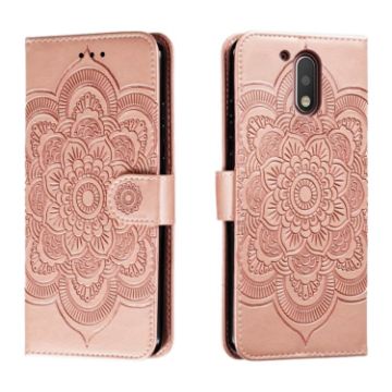 Motorola Moto G4 Sun Mandala Leather Case - Rose Gold - 1
