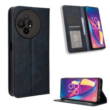 TCL 50 XL 5G Blue Leather Phone Case - Retro Texture & Magnetic Buckle - 1