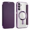 Samsung Galaxy A15 MagSafe Magnetic RFID Anti-theft Leather Phone Case - Purple - 1